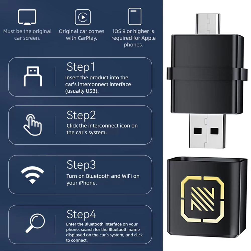 Mini Wireless Carplay Adapter 2 In 1 Android Auto Car Adapter 1