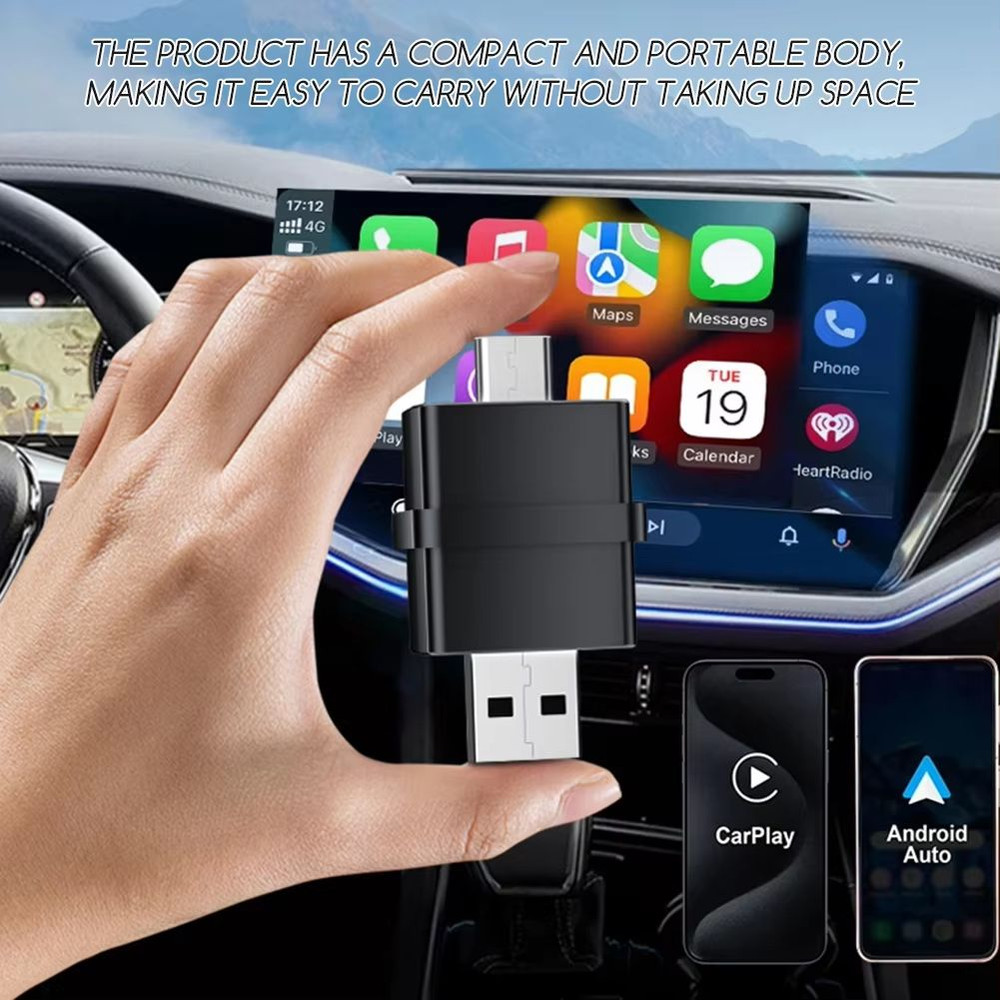 Mini Wireless Carplay Adapter 2 In 1 Android Auto Car Adapter 2