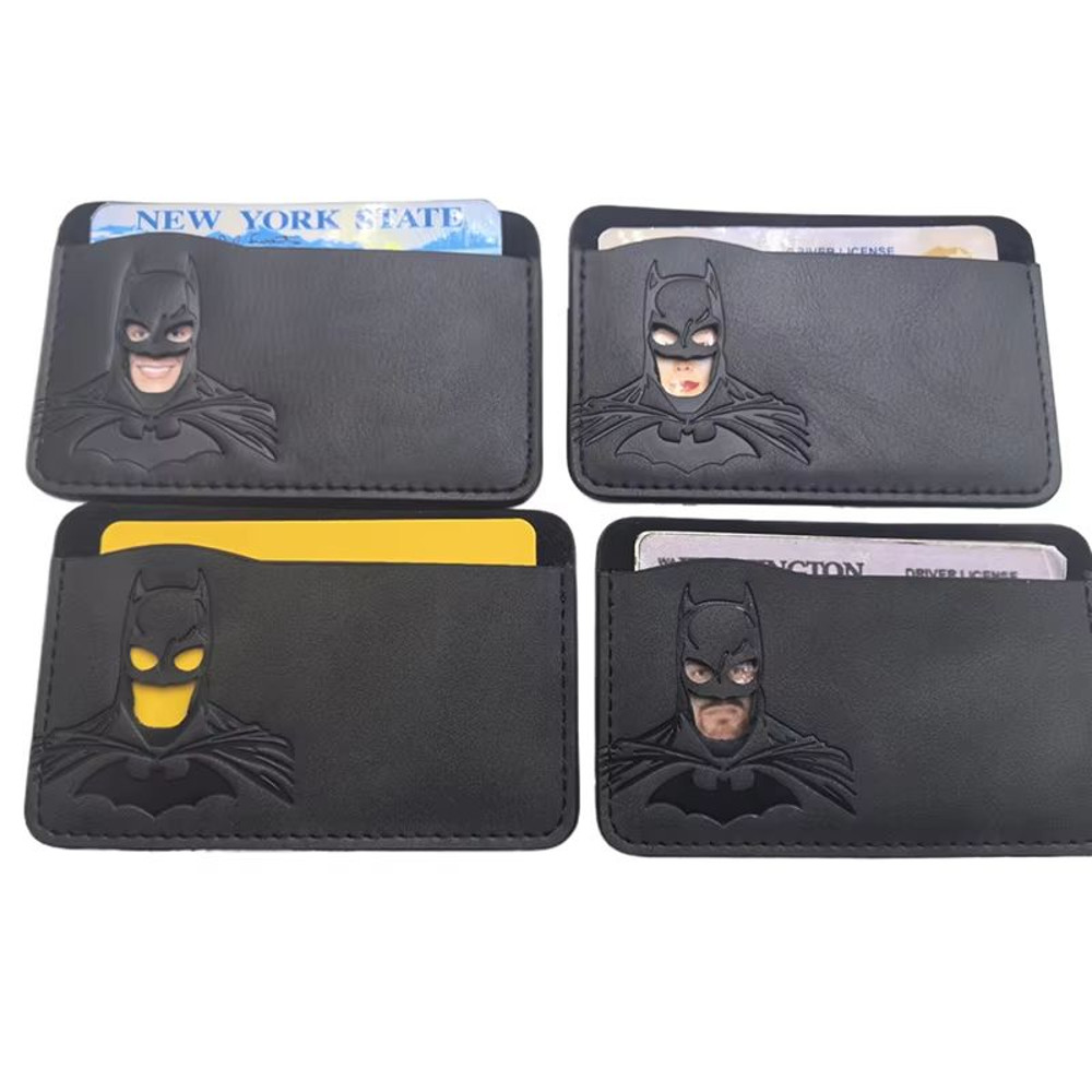 Leather Bat ID Wallet Superhero Mask Leather Card Holder Personalized Wallet Gift For Him Or Her 0
