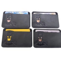 leather bat id wallet superhero mask leather card holder personalized wallet gift for him or her