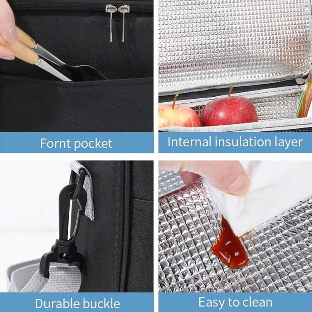 Insulated Lunch Box Bag With Shoulder Strap Waterproof Student Lunch Bag For School And Work 4