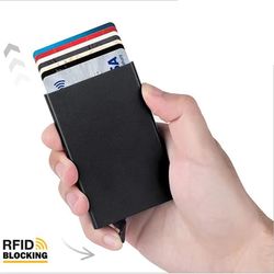 rfid smart wallet minimalist metal wallet slim card holder pop up wallet for men and women