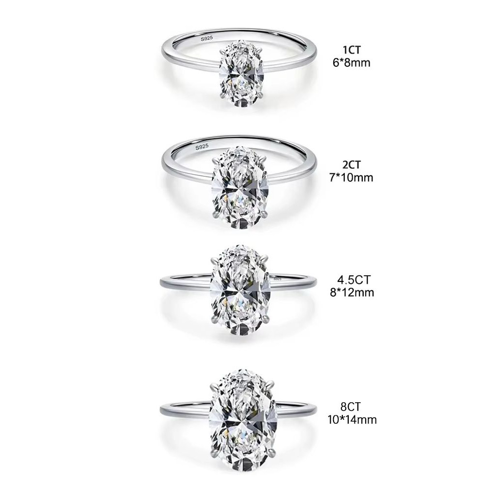 Gorgeous 925 Sterling Silver Oval Zircon Luxury Engagement Wedding Ring For Women 5