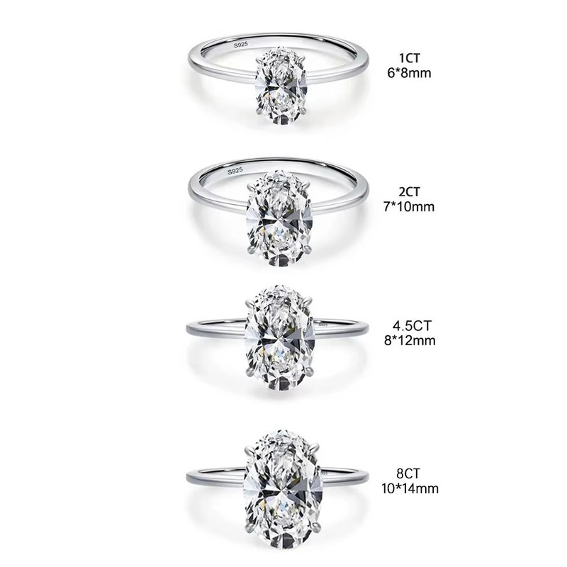 Gorgeous 925 Sterling Silver Oval Zircon Luxury Engagement Wedding Ring For Women 5
