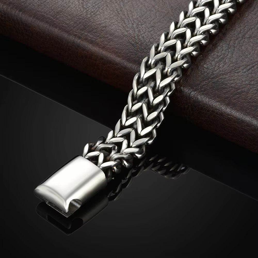 Stainless Steel Braided Magnetic Fish Scale Bracelet Double Row Keel Design Jewelry For Men And Wom 1