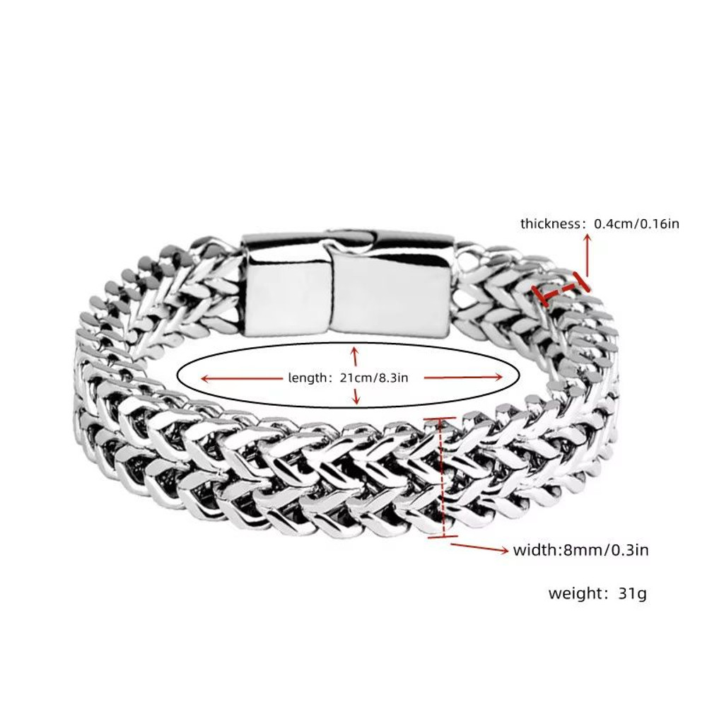 Stainless Steel Braided Magnetic Fish Scale Bracelet Double Row Keel Design Jewelry For Men And Wom 4