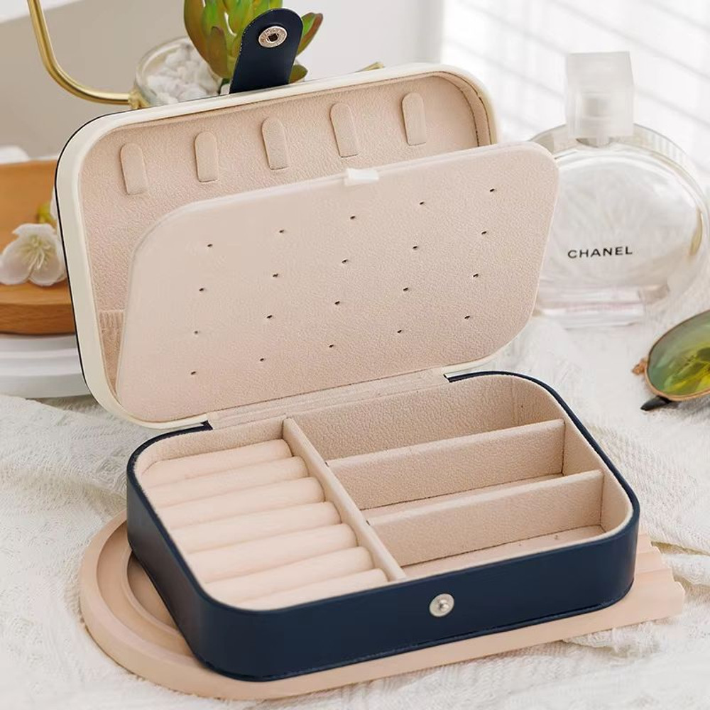 Portable Jewelry Storage Box Travel Organizer Leather Jewelry Case For Earrings Necklace And Ring D 10