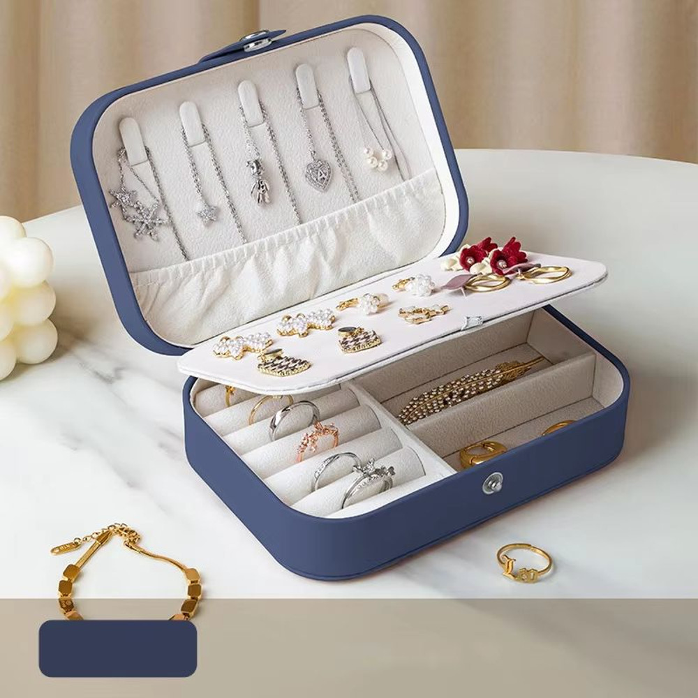 Portable Jewelry Storage Box Travel Organizer Leather Jewelry Case For Earrings Necklace And Ring D 6