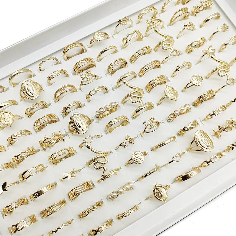 30 Piece Gold Ring Set For Girls Butterfly Star Pearl Thin Joint Rings Stackable Party Jewelry For 3