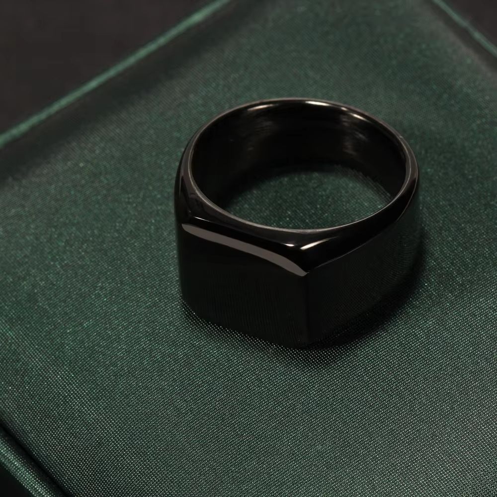 Fashion Stainless Steel Mens Square Ring Black Gold And Silver Hiphop Party Jewelry Gift 6