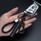 Trendy DIY Mobile Phone Number Plate Leather Rope Car Keychain For Men 2