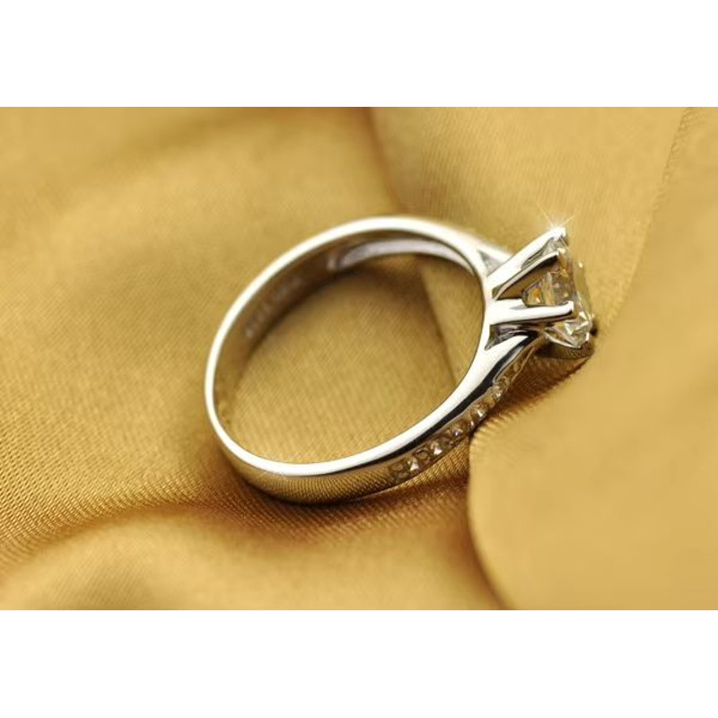 Luxury 925 Sterling Silver Six Claw Classic Ring For Women 2