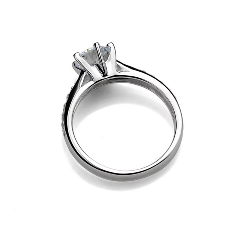Luxury 925 Sterling Silver Six Claw Classic Ring For Women 4