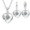 925 Sterling Silver Heart Necklace And Earrings Set For Women 0
