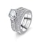 Elegant 925 Silver Wedding Engagement Couple Rings Set 0