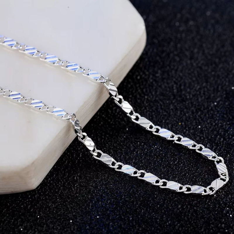 925 Sterling Silver Flat Clavicle Chain Necklace 2mm For Men And Women 1
