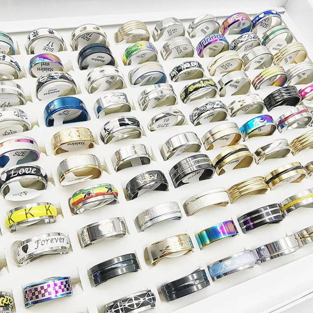 Mixed Style Stainless Steel Finger Rings Set 20 Pieces For Men And Women 6