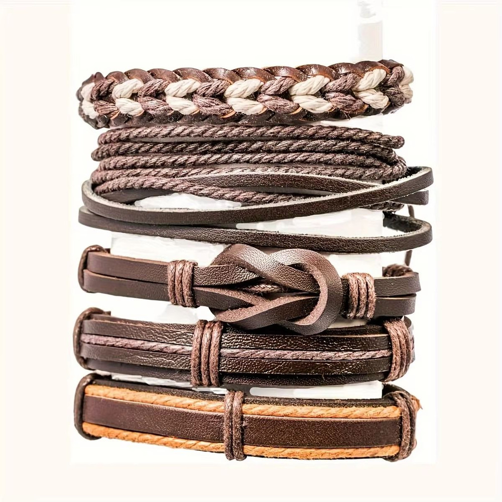 Braided Leather And Beaded Tribal Bracelet Set 20 Pieces For Men And Women 4