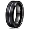 Fashion 8mm Mens Black Tungsten Wedding Band With Groove Beveled Edge 0