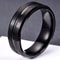 Fashion 8mm Mens Black Tungsten Wedding Band With Groove Beveled Edge 2