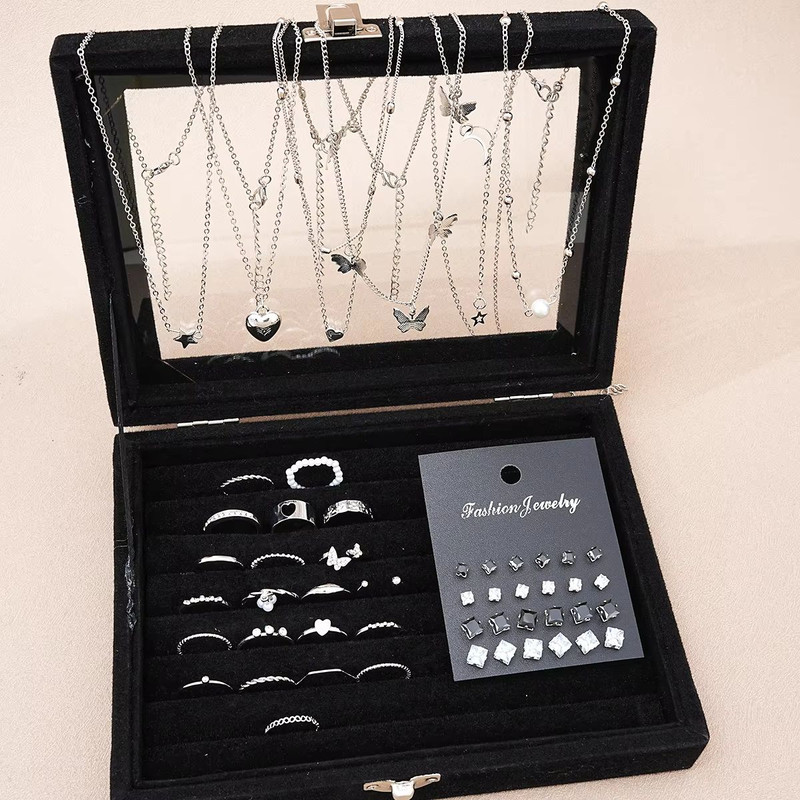 Silver Butterfly Heart Pearl Jewelry Set 51 Piece Collection For Women 3