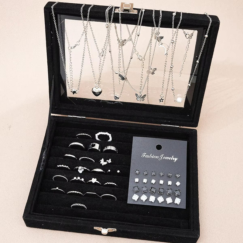 Silver Butterfly Heart Pearl Jewelry Set 51 Piece Collection For Women 4