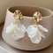Gold Petal Tassel Imitation Shell Earrings For Women 0