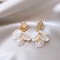 Gold Petal Tassel Imitation Shell Earrings For Women 5
