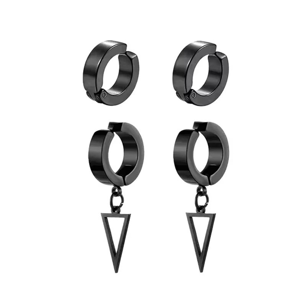 Mens Punk Cross Magnetic Earrings Set Stainless Steel Non Piercing 5 Pairs 10