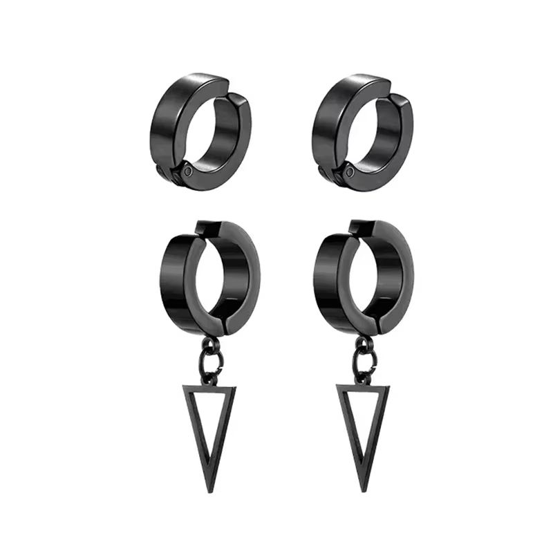 Mens Punk Cross Magnetic Earrings Set Stainless Steel Non Piercing 5 Pairs 10