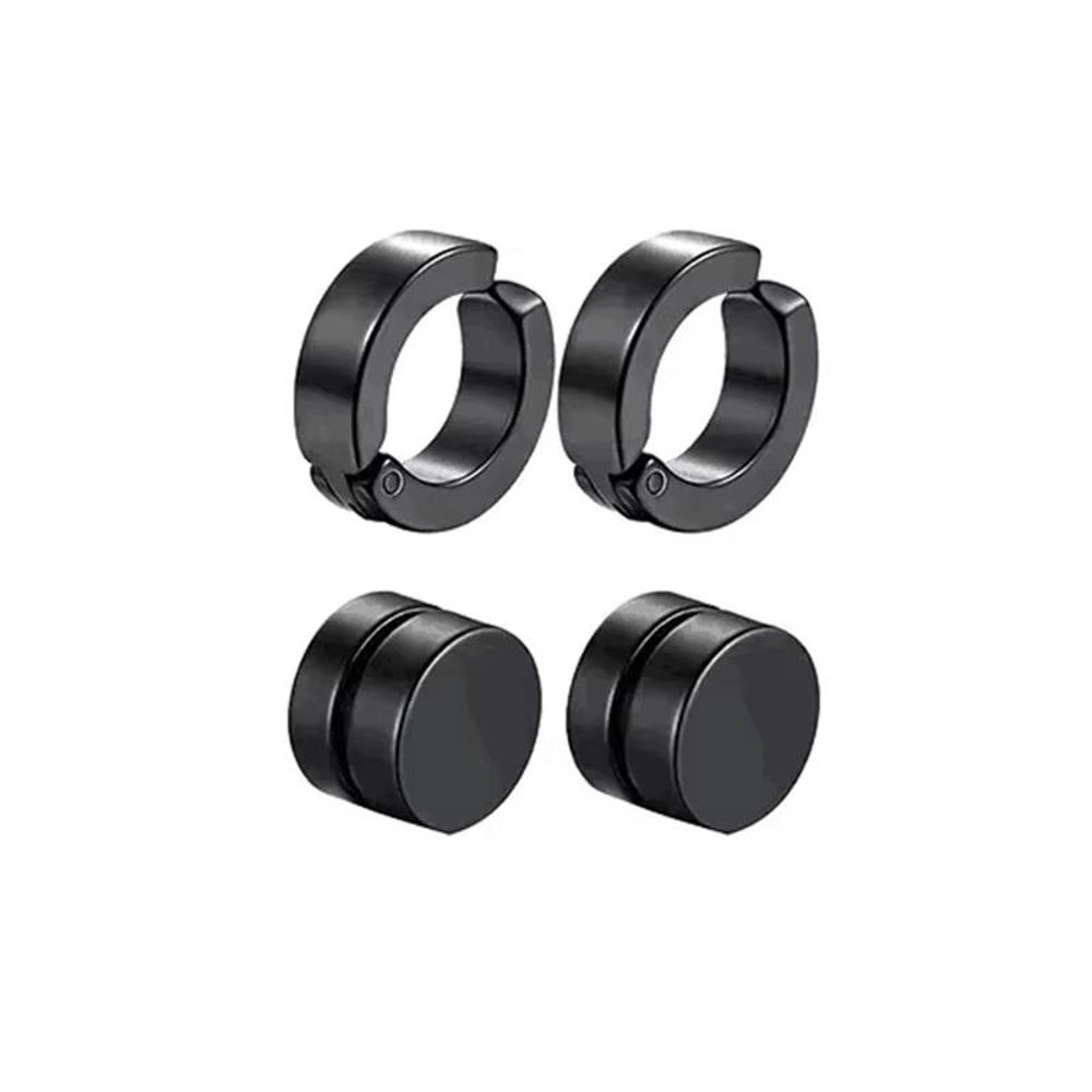 Mens Punk Cross Magnetic Earrings Set Stainless Steel Non Piercing 5 Pairs 6