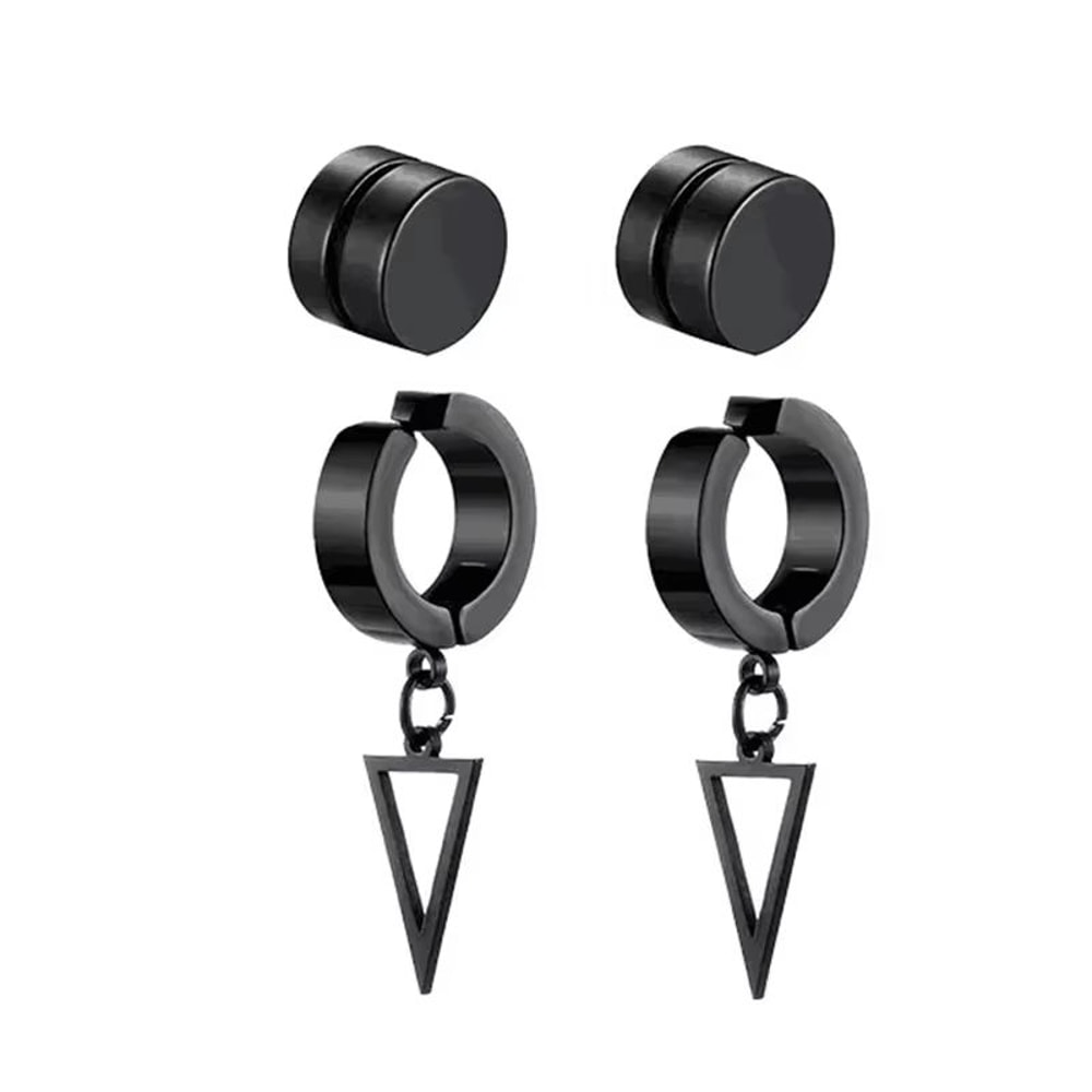 Mens Punk Cross Magnetic Earrings Set Stainless Steel Non Piercing 5 Pairs 7