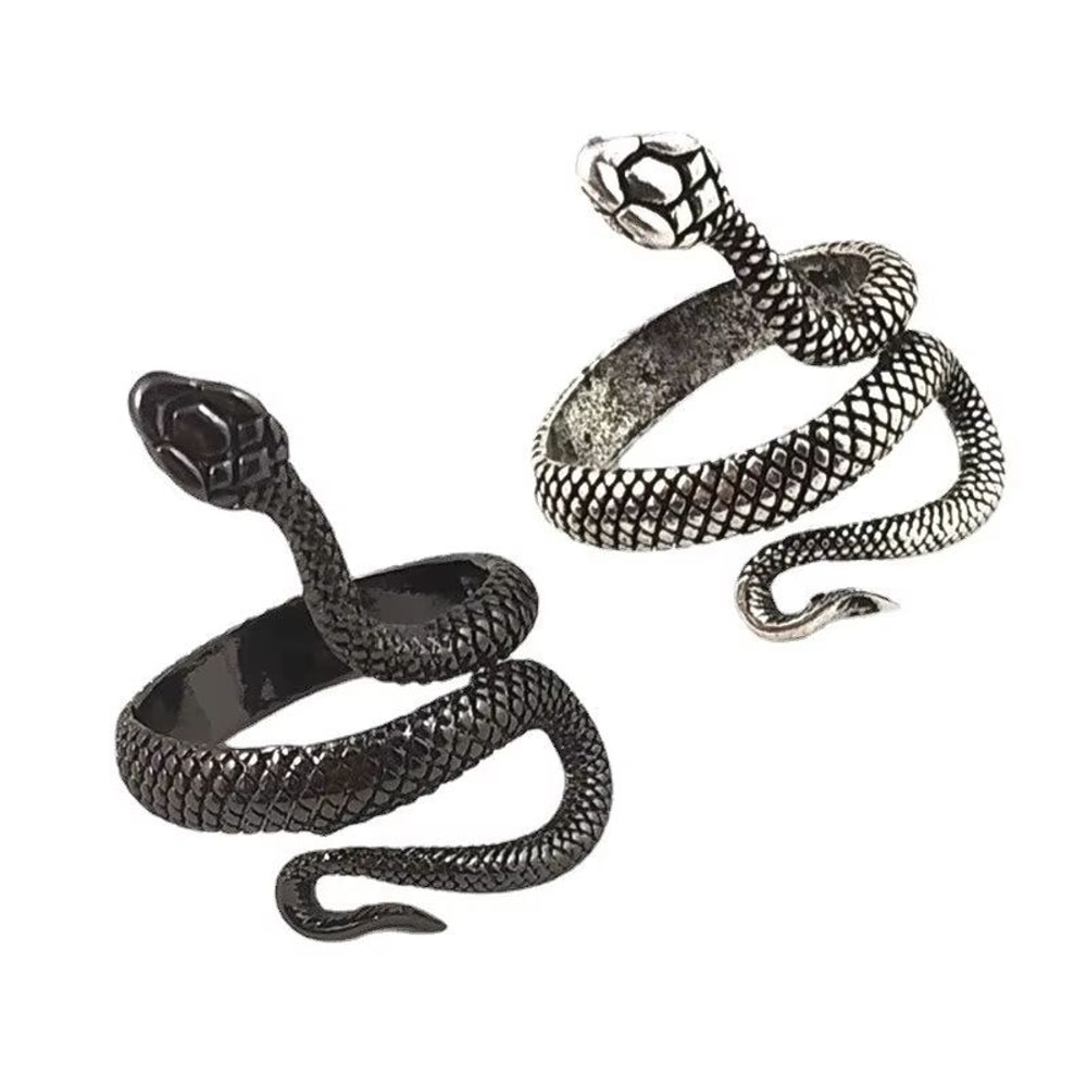 3pcs Snake Ring Set For Men And Women Hip Hop Ring Gothic Rings In Retro Gun Black 1