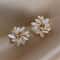 Korean Opal Flower Earrings For Women Crystal Pearl Floral Stud Earrings For Wedding Party 0