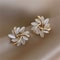 Korean Opal Flower Earrings For Women Crystal Pearl Floral Stud Earrings For Wedding Party 0