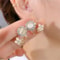 Korean Opal Flower Earrings For Women Crystal Pearl Floral Stud Earrings For Wedding Party 11