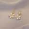 Korean Opal Flower Earrings For Women Crystal Pearl Floral Stud Earrings For Wedding Party 4