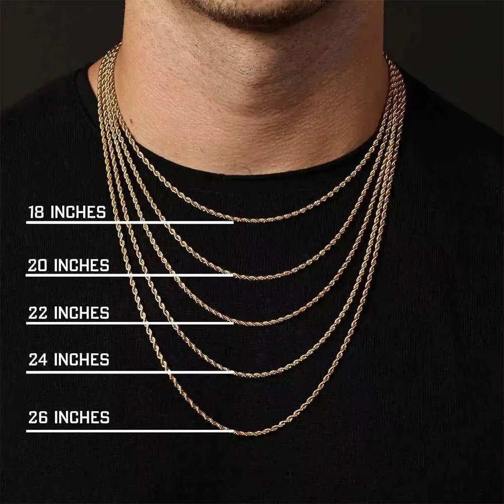 2 To 6mm Gold Rope Chain Necklace Waterproof Stainless Steel Twisted Rope Chain For Men And Women 1
