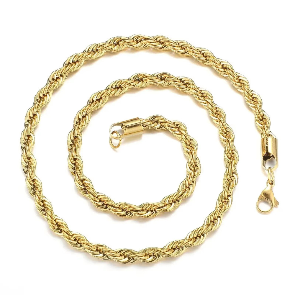 2 To 6mm Gold Rope Chain Necklace Waterproof Stainless Steel Twisted Rope Chain For Men And Women 3