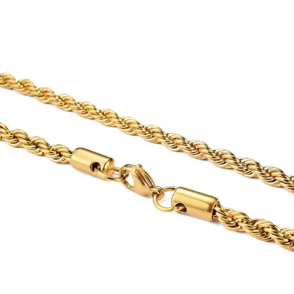 2 To 6mm Gold Rope Chain Necklace Waterproof Stainless Steel Twisted Rope Chain For Men And Women 4