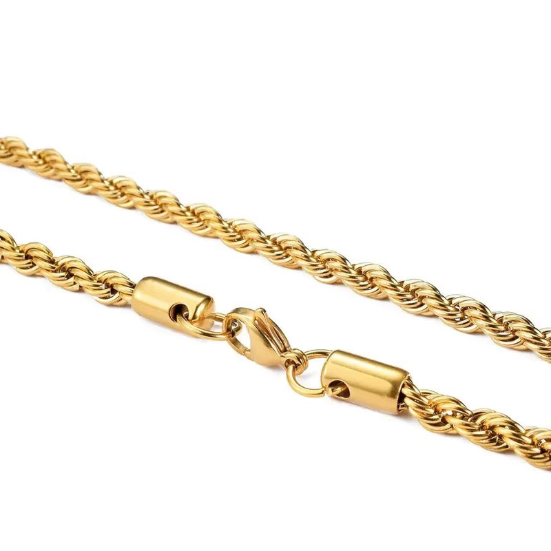 2 To 6mm Gold Rope Chain Necklace Waterproof Stainless Steel Twisted Rope Chain For Men And Women 4