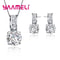 Classic Bridal Jewelry Set For Women Sterling Silver Color Cubic Zirconia Necklace Crystal Stud E 1