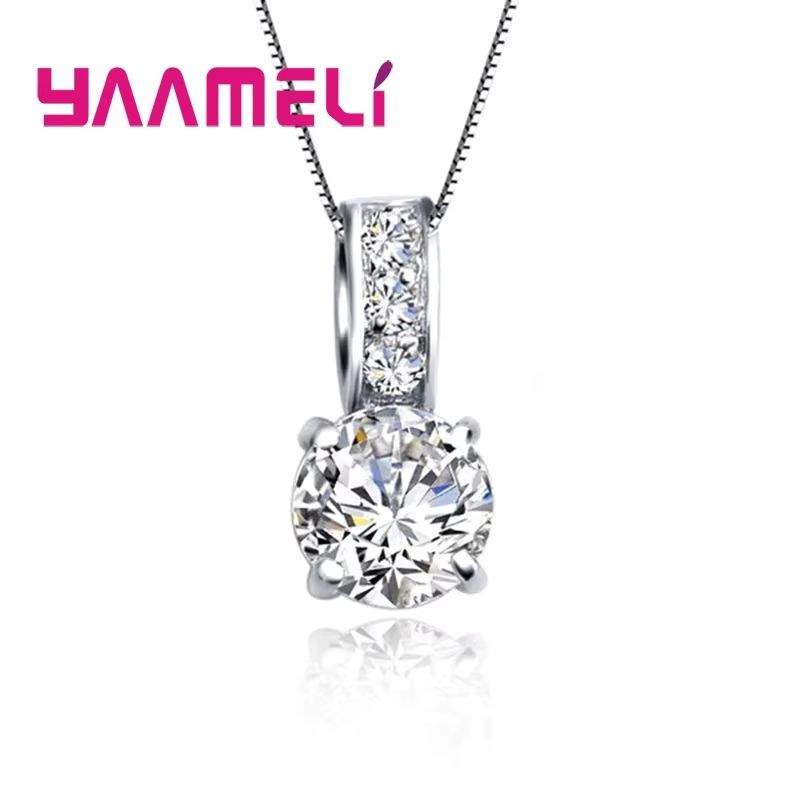 Classic Bridal Jewelry Set For Women Sterling Silver Color Cubic Zirconia Necklace Crystal Stud E 3