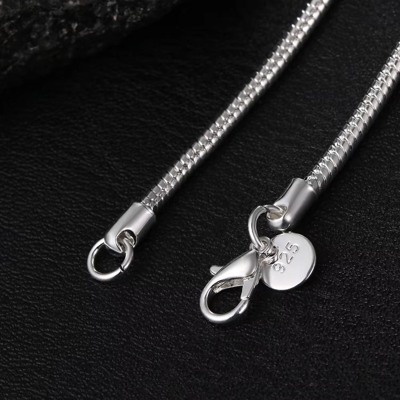 Solid Snake Chain Necklace 4560cm Silver Color 1mm 2mm 3mm Unisex Pendant Necklace Chain 5
