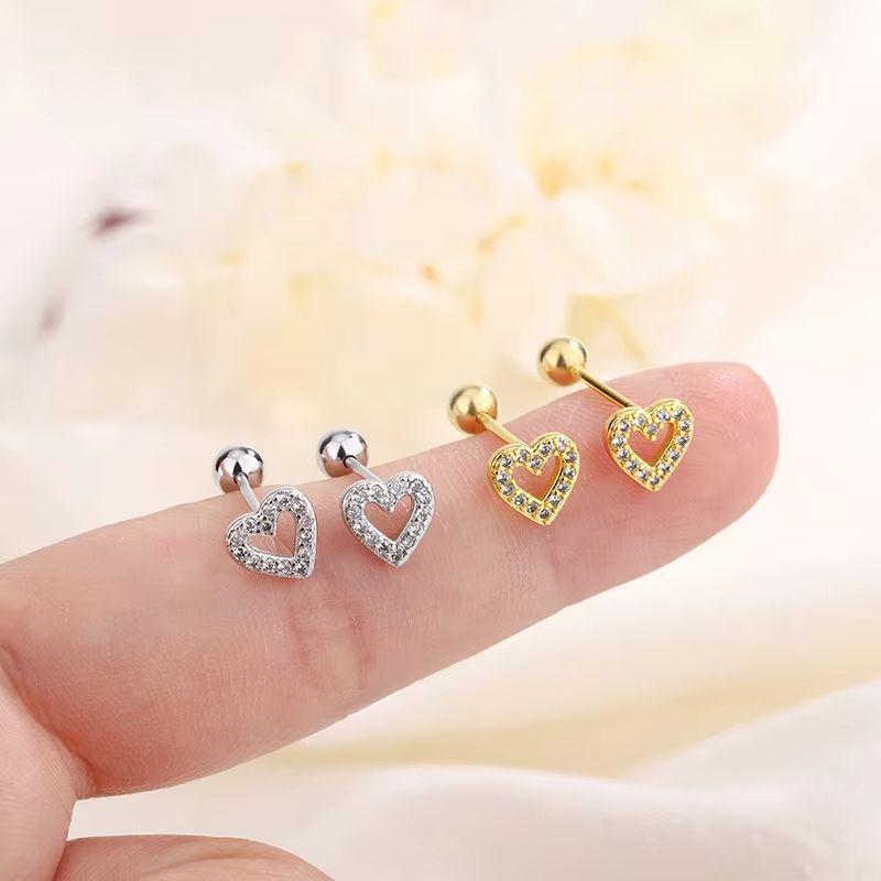Hypoallergenic Heart Cartilage Earrings For Women Screw Back Helix Stud Earrings For Sensitive Ear 4