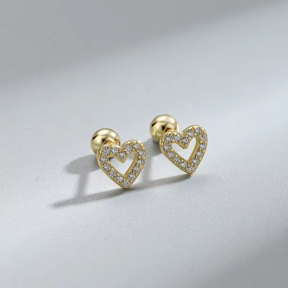 Hypoallergenic Heart Cartilage Earrings For Women Screw Back Helix Stud Earrings For Sensitive Ear 7