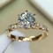 Huitan Classic 6 Claw Cubic Zirconia Ring Luxury Gold Color Gold Engagement Ring Wedding Band For 4