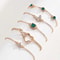 5 Piece Heart Bracelet Set For Women Green Crystal Bracelet And Butterfly Bracelet Gold Color Stac 2