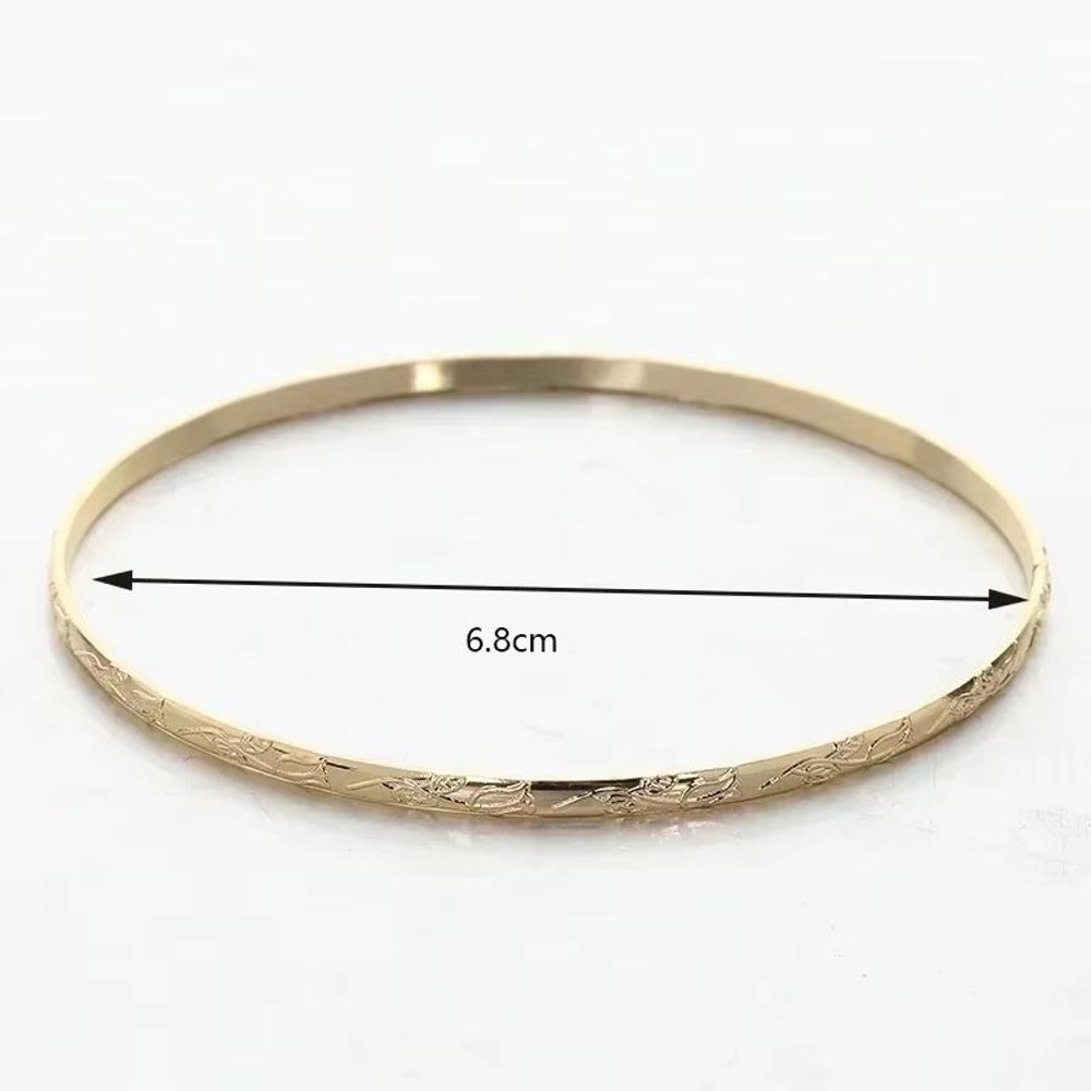 Herseygold Slim Gold Bangle Bracelet Set Carved Flower Layered Cuff For Brides Everyday Elegance 5