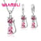Real 925 Sterling Silver Cat Jewelry Set Austrian Crystal Cat Pendant Necklace Huggie Earrings Fo 12